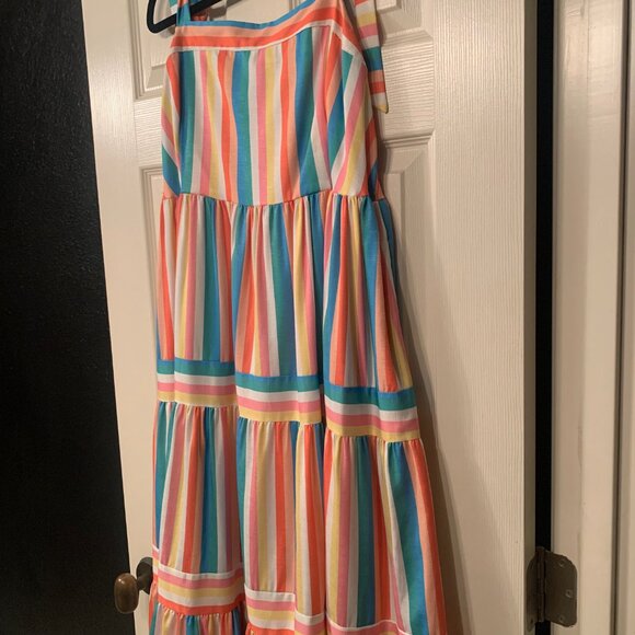 Rainbow Striped Tiered Midi Sun Dress by Unique Vintage - Picture 4 of 5